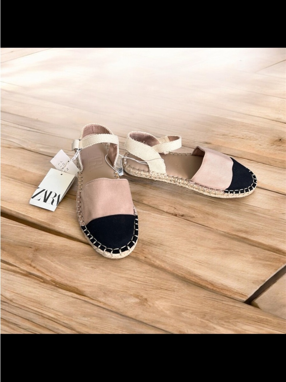 NWT Zara Girls Two-Tone Canvas Espadrilles Shoes Flats | Size 34 (US 2.5)